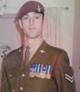 Franchisee in his previous role as a para trooper wearing his uniform